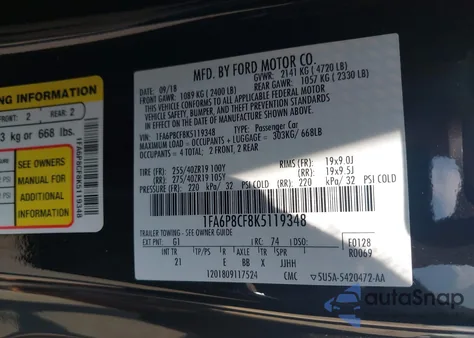 2019 Ford Mustang Gt z USA, uszkodzony, nr VIN 1FA6P8CF8K5119348